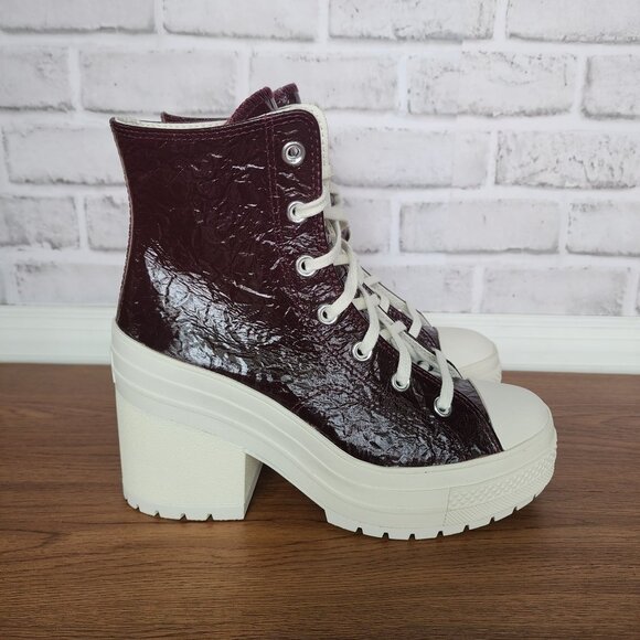 ⭐Converse Chuck 70 De Luxe Heel Crinkle Sz 6 Mens Boots Sneaker Burgundy A13387C - Picture 1 of 10